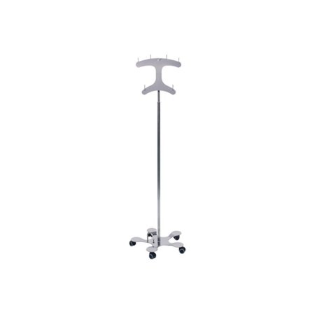 PEDIGO 5-Leg Stainless Steel I.V. Stand w/ 6-Hook Clearview, Foot-Operated P-1576-CV